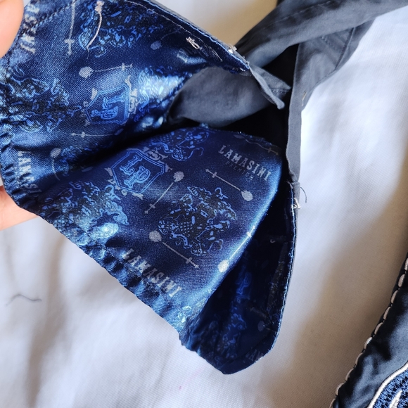 Lamasini Premium Dark Navy Blue Western Rodeo Tribal Print XL Button-down Shirt - Picture 9 of 12